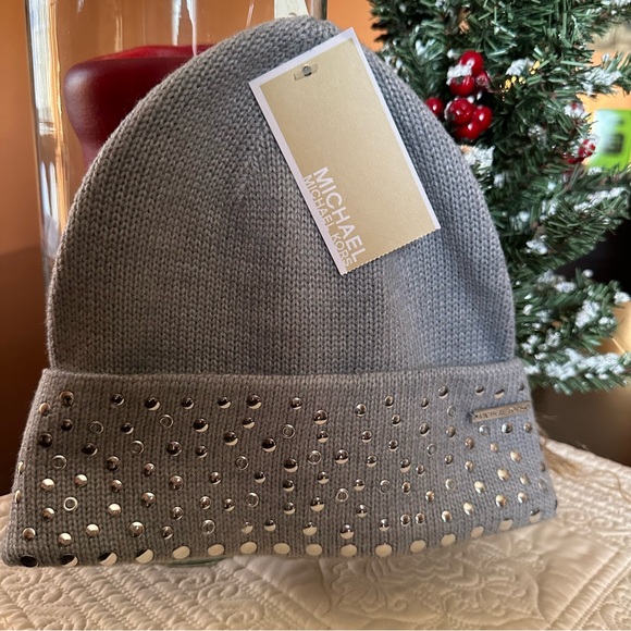 Michael Michael Kors NWT Silver Beaded Beanie Winter Hat - Picture 3 of 5